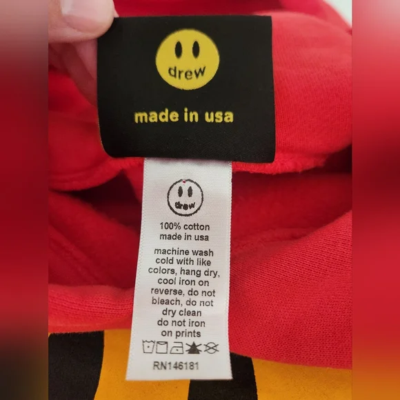 DREW HOUSE RED HOODIE -hooded sweatshirt like new. Hard to‎ find - Picture 5 of 6